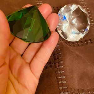 Elegant Green and Clear Decorative Gem Set 2.1”diameter